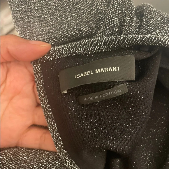 Isabel Marant Waden Stretch Metallic Silver Mini Dress Size 36/US 6 - Picture 7 of 9